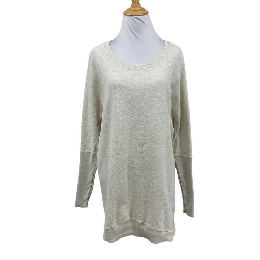 T.La Sweatshirt Women XS Extra Small Beige Drop Sleeve Oversize Tunic Anthro